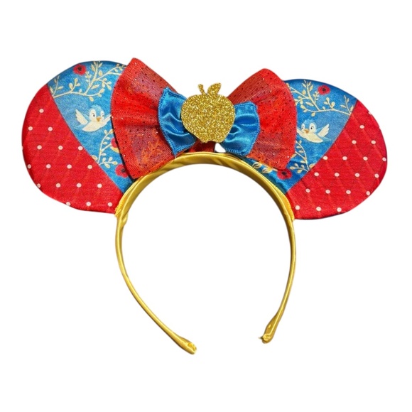 Disney Princess Snow White Mickey Mouse EARS Head Band-Park Style Apple Red Bow - Picture 1 of 5